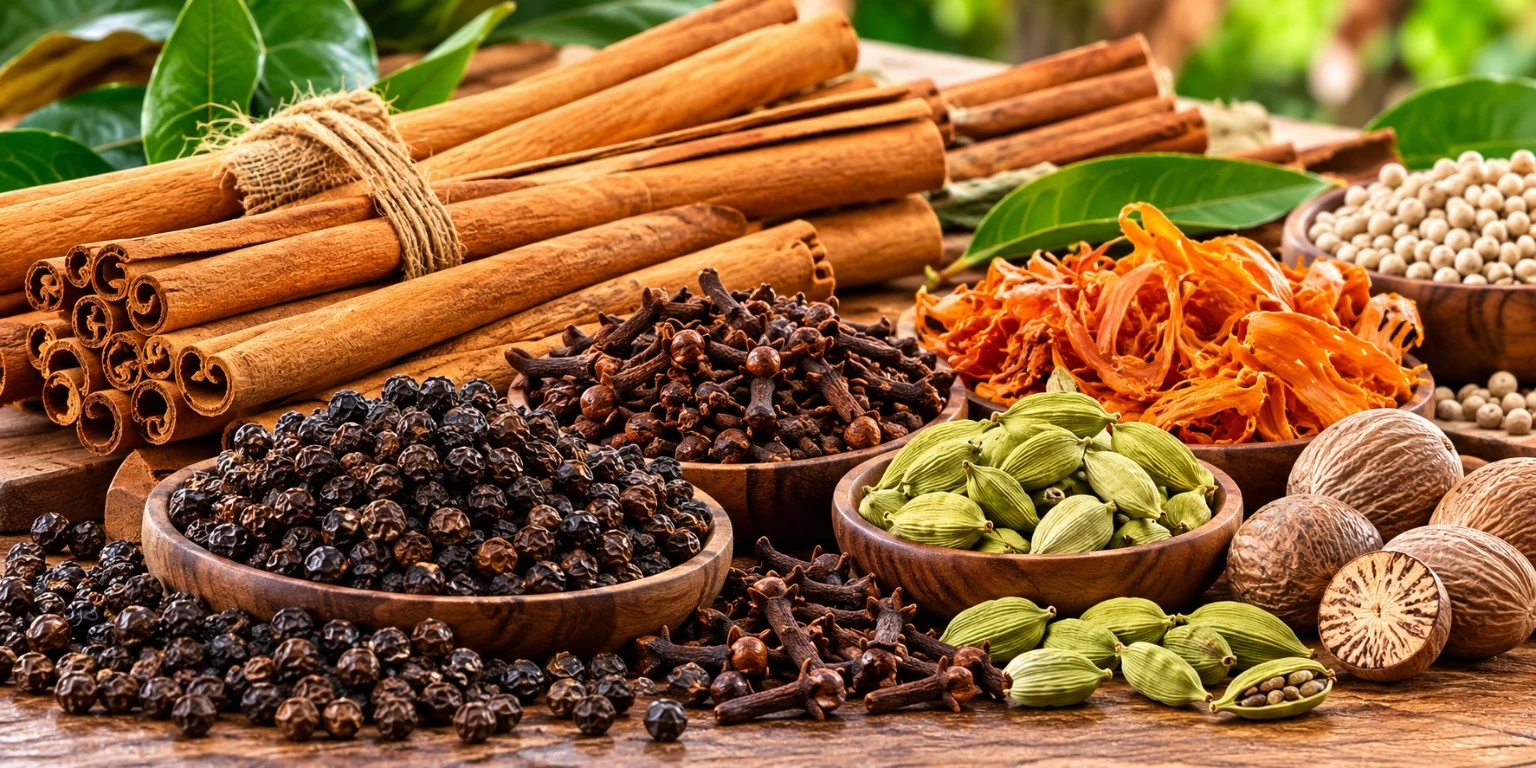 Sri Lankan cinnamon, pepper, cloves, cardamom and other spices